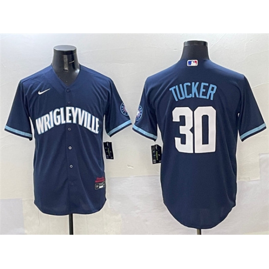 Men's Chicago Cubs 30 Kyle Tucker Navy City Connect Stitched Baseball Jersey