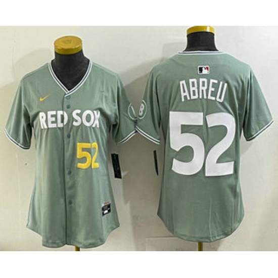Women's Boston Red Sox 52 Wilyer Abreu Light Green 2025 City Connect Player Name Limited Jersey