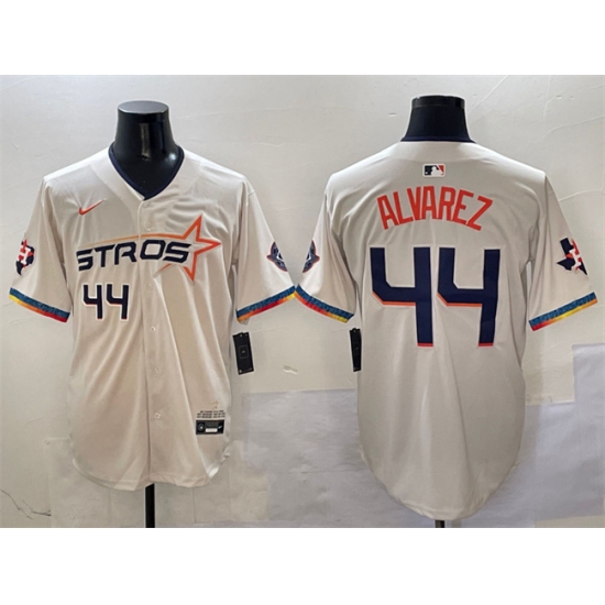 Men's Houston Astros 44 Yordan Alvarez Cream 2025 City Connect With Texas Limited Stitched Baseball Jersey
