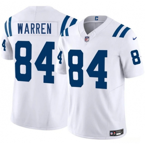 Men's Indianapolis Colts 84 Tyler Warren White 2025 Draft F.U.S.E. Vapor Limited Football Stitched Jersey
