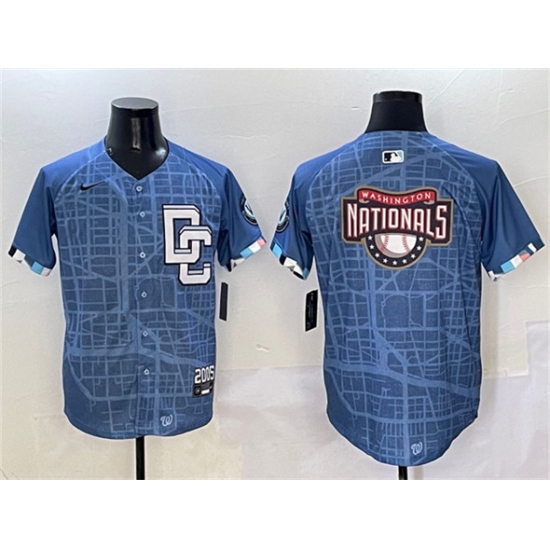 Men's Washington Nationals Team Big Logo Blue 2025 City Connect Limited Stitched Baseball Jersey