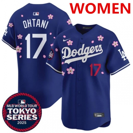 Women's Los Angeles Dodgers 17 Shohei Ohtani Royal 2025 Tokyo Series Limited Stitched Baseball Jersey(Run Small)