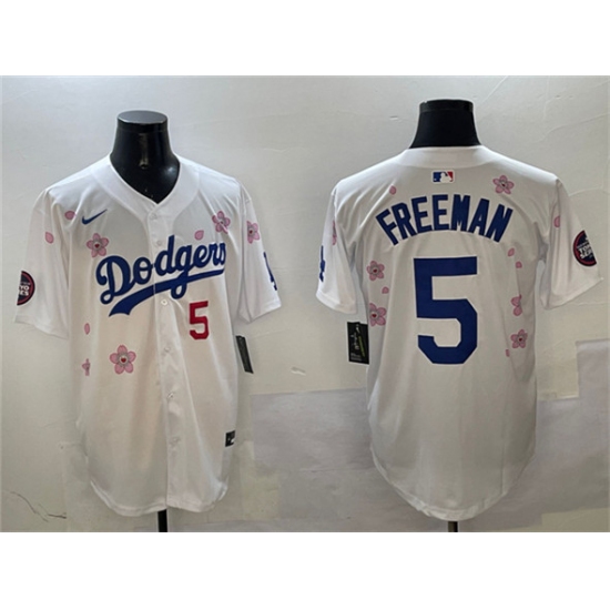 Men's Los Angeles Dodgers 5 Freddie Freeman White 2025 Tokyo Series Limited Stitched Baseball Jersey
