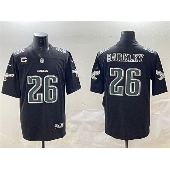 Men's Philadelphia Eagles 26 Saquon Barkley Black Fashion With 3 Star C Vapor Untouchable Limited Stitched Football Jersey