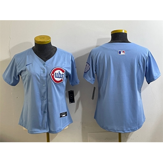 Women's Chicago Cubs Blank Blue 2024 25 2nd Alternatemited Stitched Baseball Jersey(Run Small)
