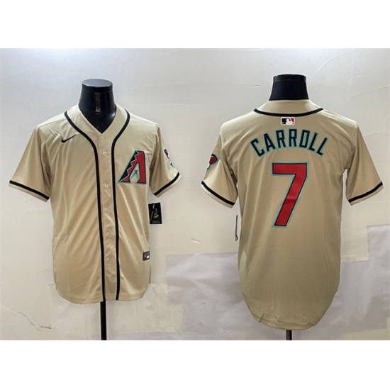 Men's Arizona Diamondbacks 7 Corbin Carroll Gold Limited Stitched Baseball Jersey