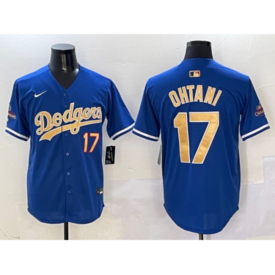 Men's Los Angeles Dodgers 17 Shohei Ohtani Royal 2025 Gold Collection Limited Stitched Baseball Jersey