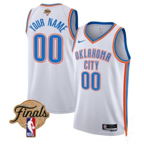 Men's Oklahoma City Thunder Active Player Custom White 2025 Association Edition Stitched Basketball Jersey