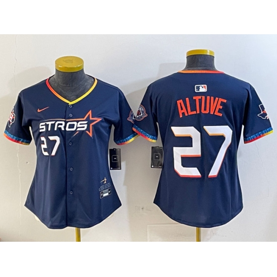 Women's Houston Astros 27 Jose Altuve Navy 2025 City Connect With Texas Limited Stitched Baseball Jersey(Run Small)