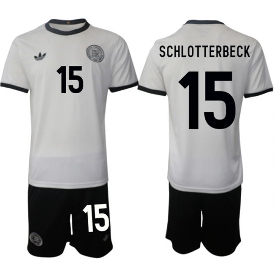 Men's Germany 15 Nico Schlotterbeck White 2025 Home Soccer Jersey Suit