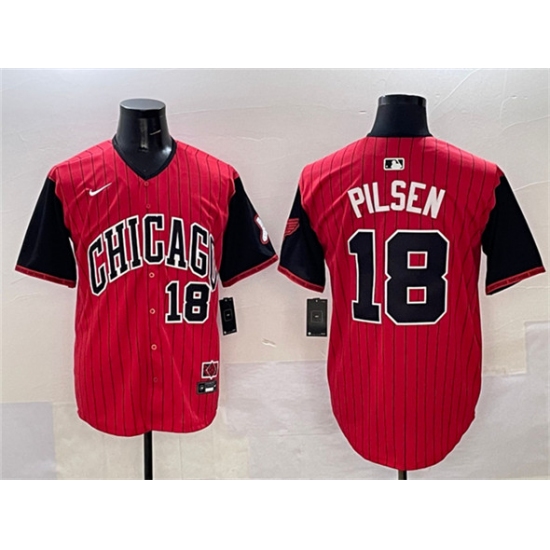 Men's Chicago White Sox 18 Pilsen Red Black 2025 City Connect Limited Stitched Baseball Jersey