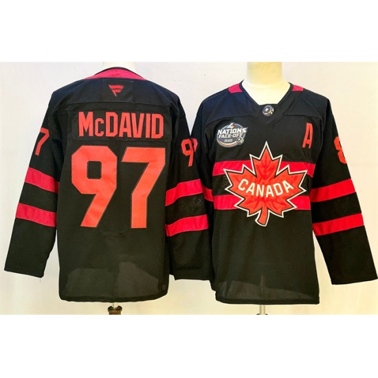 Men's Canada 97 Connor McDavid Black 2025 4 Nations Face-Off Premium With A Stitched Jersey