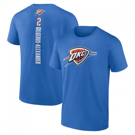 Men's Oklahoma City Thunder 2 Shai Gilgeous-Alexander Blue Playmaker Name & Number T-Shirt