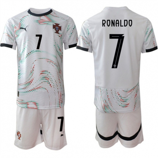 Men's Portugal Team 7 Ronaldo 2025 White Away Soccer Jersey Suit
