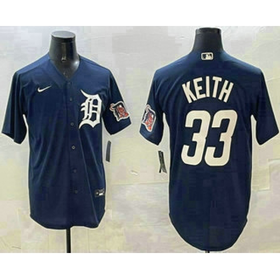 Men's Detroit Tigers 33 Colt Keith Navy With Cool Base Stitched Jersey