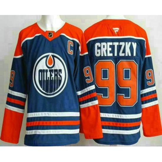 Men's Edmonton Oilers 99 Wayne Gretzky Blue Authentic Jersey