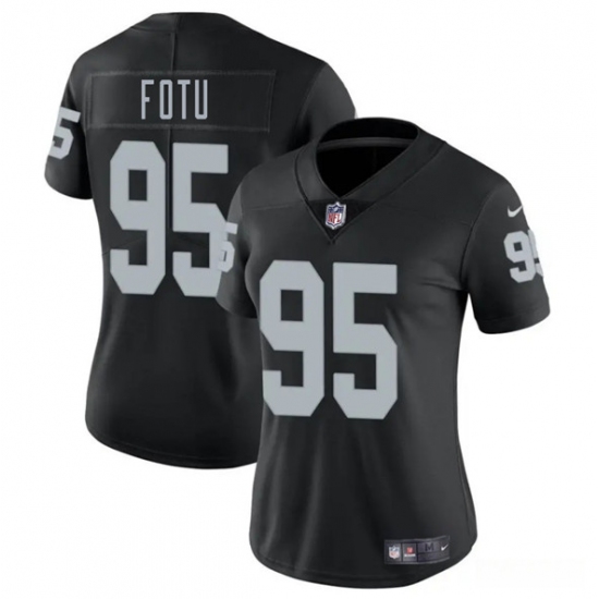 Women's Las Vegas Raiders 95 Leki Fotu Black 2025 Vapor Football Stitched Jersey(Run Small)