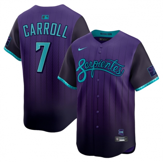Men's Arizona Diamondbacks 7 Corbin Carroll Purple 2025 City Connect Limited Stitched Baseball Jersey