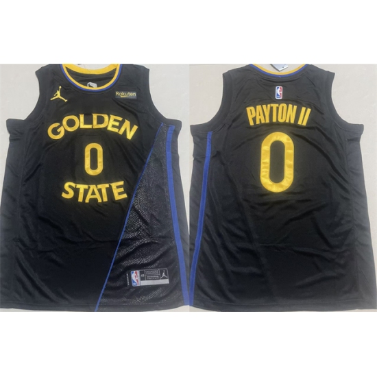 Men's Golden State Warriors 0 Gary Payton II Black 2024-25 Statement Edition Stitched Basketball Jersey