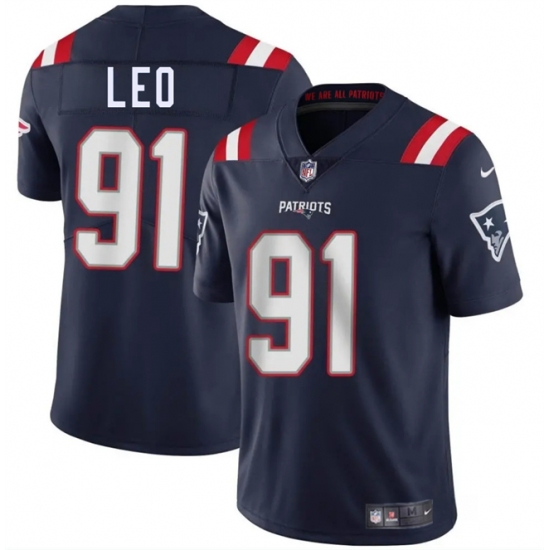 Men's New England Patriots 91 Titus Leo Navy 2025 Vapor Limited Football Stitched Jersey