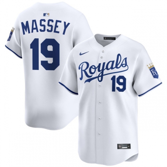 Men's Kansas City Royals 19 Michael Massey White 2024 Home Limited Stitched Baseball Jersey