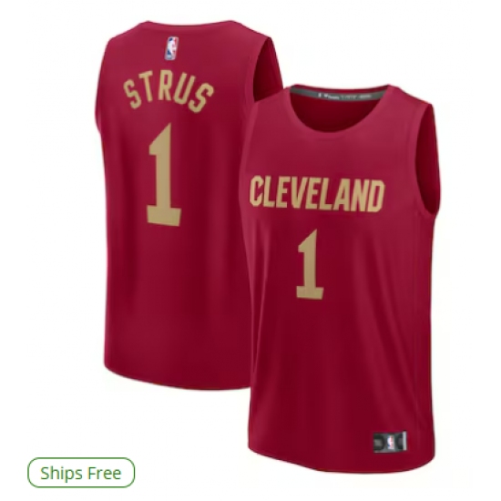 Men's Cleveland Cavaliers 1 Max Strus Fanatics Wine Fast Break Player Jersey
