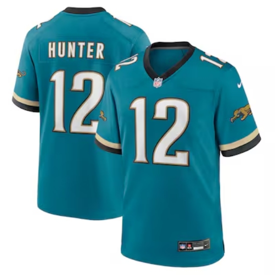 Men's Jacksonville Jaguars 12 Travis Hunter Nike Teal 2025 NFL Draft First Round Pick 2nd Alternate Game Jersey
