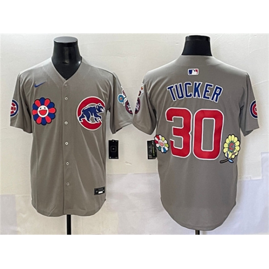 Men's Chicago Cubs 30 Kyle Tucker Gray 2025 Tokyo Series Limited Stitched Baseball Jersey