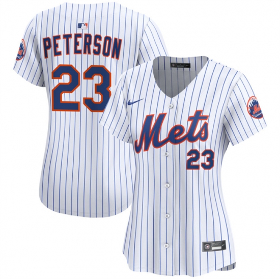 Women's New York Mets 23 David Peterson White 2025 Home Limited Stitched Baseball Jersey(Run Small)
