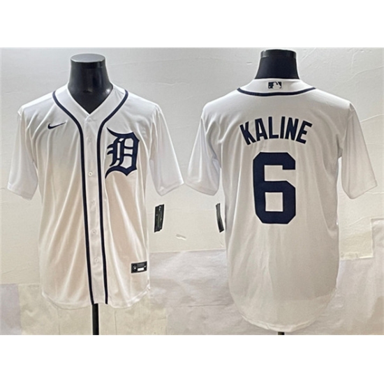 Men's Detroit Tigers 6 Al Kaline White Cool Base Stitched Baseball Jersey