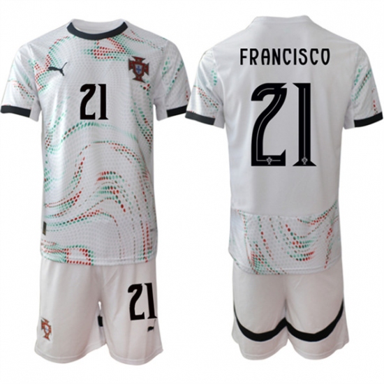 Men's Portugal Team 21 Francisco 2025 White Away Soccer Jersey Suit