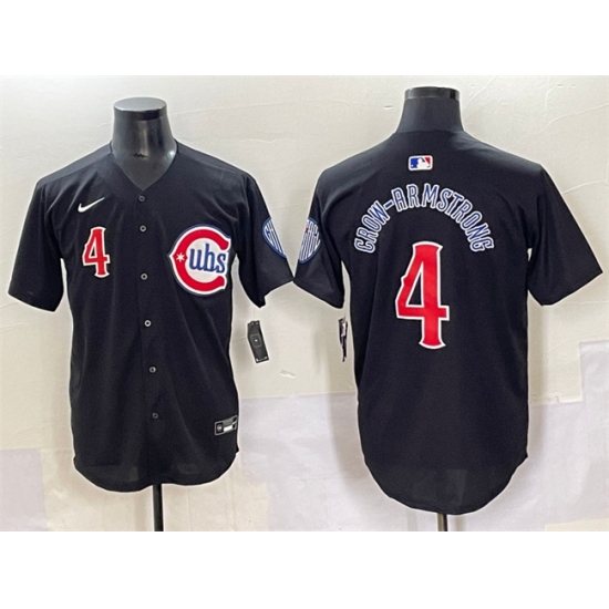 Men's Chicago Cubs 4 Pete Crow-Armstrong Black Limited Stitched Baseball Jersey