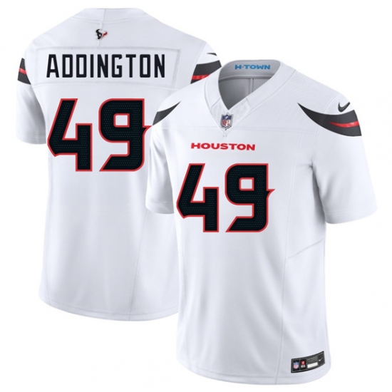 Men's Houston Texans 49 Tucker Addington White 2025 F.U.S.E. Vapor Limited Football Stitched Jersey