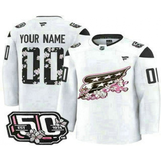 Men's Washington Capitals Customized White 50th Anniversary Authentic Jersey