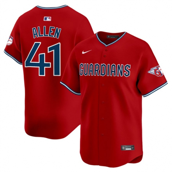 Men's Cleveland Guardians 41 Carlos Allen Red Alternate Limited Stitched Baseball Jersey