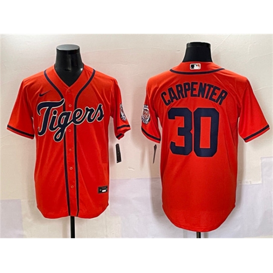 Men's Detroit Tigers 30 Kerry Carpenter Orange With Cool Base Stitched Baseball Jersey