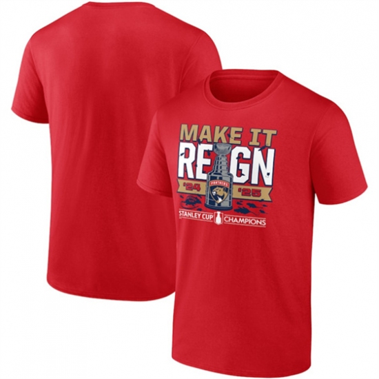 Mens Florida Panthers Red 2025 Back-To-Back Stanley Cup Champions Local T-Shirt