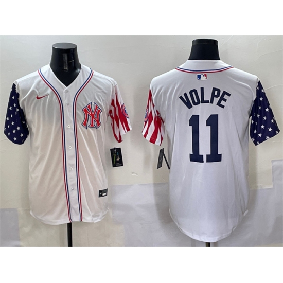 Men's New York Yankees 11 Anthony Volpe White American Style Limited Stitched Baseball Jersey