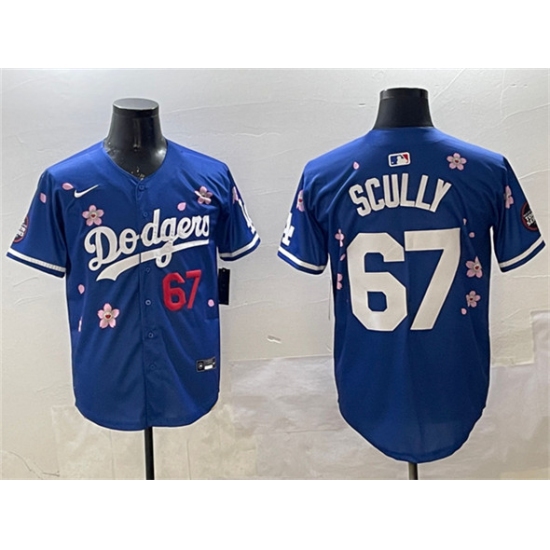 Men's Los Angeles Dodgers 67 Vin Scully Royal 2025 Tokyo Series Limited Stitched Baseball Jersey