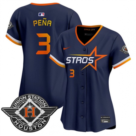 Women's Houston Astros 3 Jeremy Pena Navy 2025 City Connect Limited Stitched Baseball Jersey(Run Small)