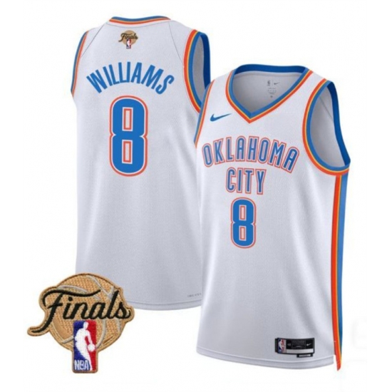 Men's Oklahoma City Thunder 8 Jalen Williams White 2025 Finals Association Edition Stitched Basketball Jersey
