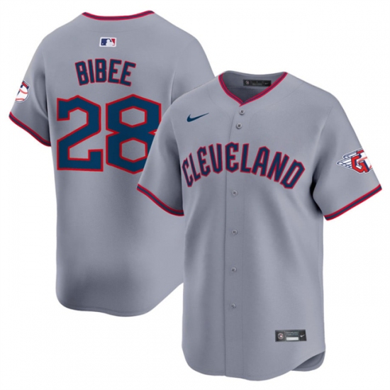 Men's Cleveland Guardians 28 Tanner Bibee Gray 2025 Alternate Limited Stitched Baseball Jersey
