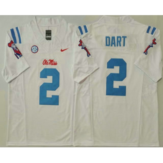 Men's Ole Miss Rebels 2 Jaxson Dart White 2025 FUSE College Football Jersey