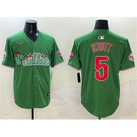 Men's Philadelphia Phillies 5 Bryson Stott Green Phanatic Limited Stitched Jersey