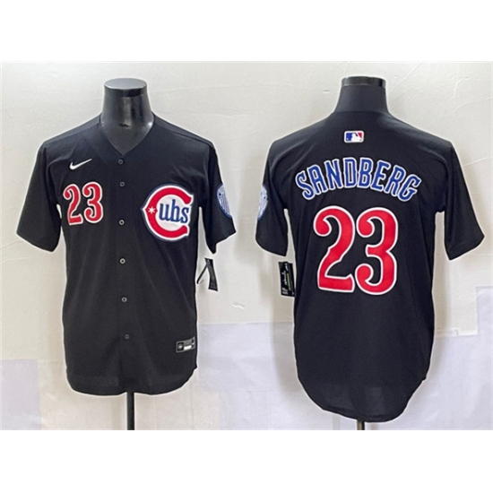 Men's Chicago Cubs 23 Ryne Sandberg Black Limited Stitched Baseball Jersey