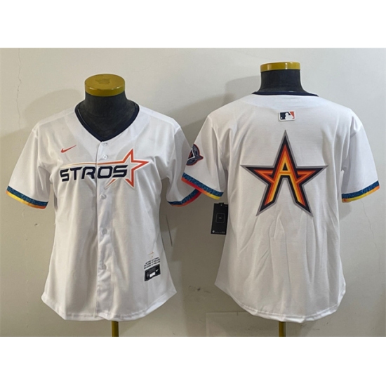 Women's Houston Astros Team Big Logo White 2025 City Connect Limited Stitched Baseball Jersey(Run Small)