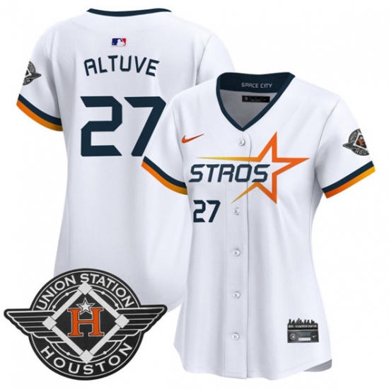 Women's Houston Astros 27 Jose Altuve White 2025 City Connect Limited Stitched Baseball Jersey(Run Small)