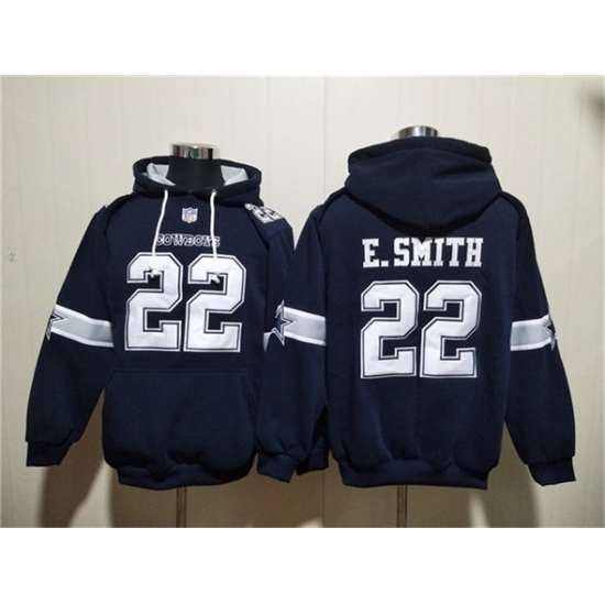 Men's Dallas Cowboys 22 Emmitt Smith Navy Ageless Must-Have Lace-Up Pullover Hoodie