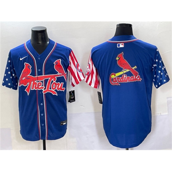 Men's St. Louis Cardinals Team Big Logo Royal Independence Day Vapor Premier Limited Stitched Baseball Jersey