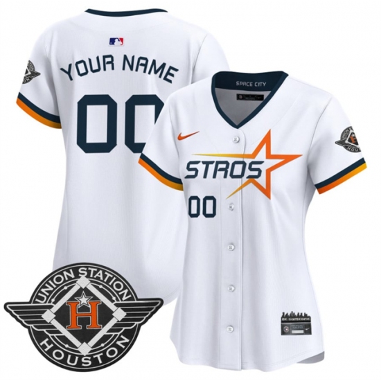 Women's Houston Astros Active Player Custom White 2025 City Connect Limited Stitched Baseball Jersey(Run Small)